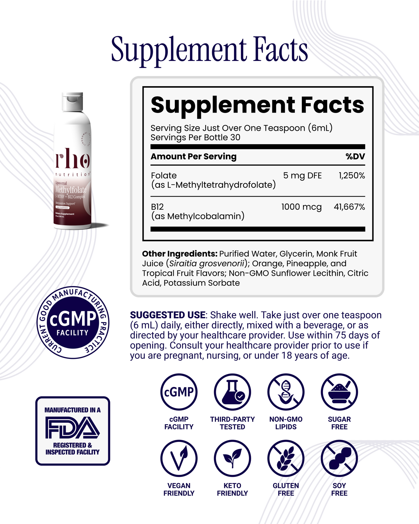Liposomal Methylfolate 5-MTHF + B12 Complex