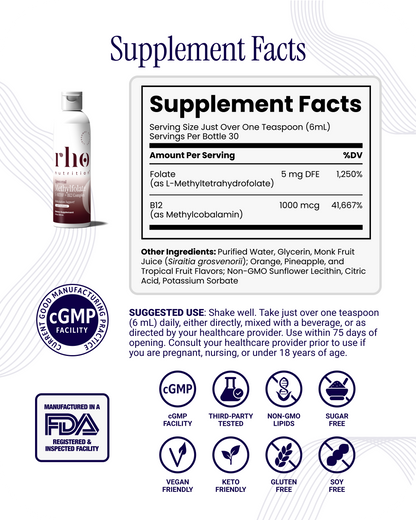 Liposomal Methylfolate 5-MTHF + B12 Complex