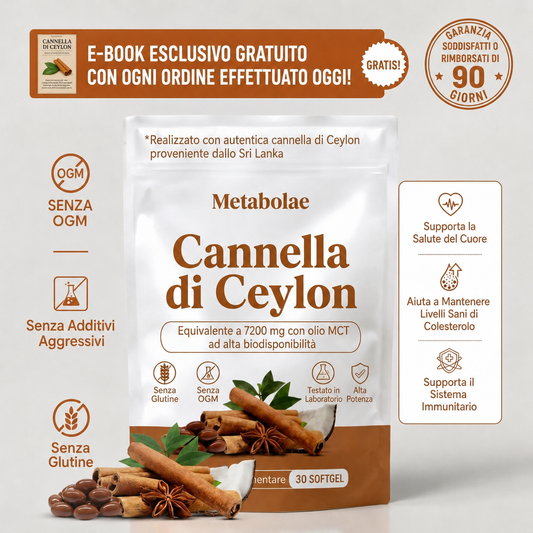 Cannella di Ceylon (equivalente a 7200 mg) con olio MCT