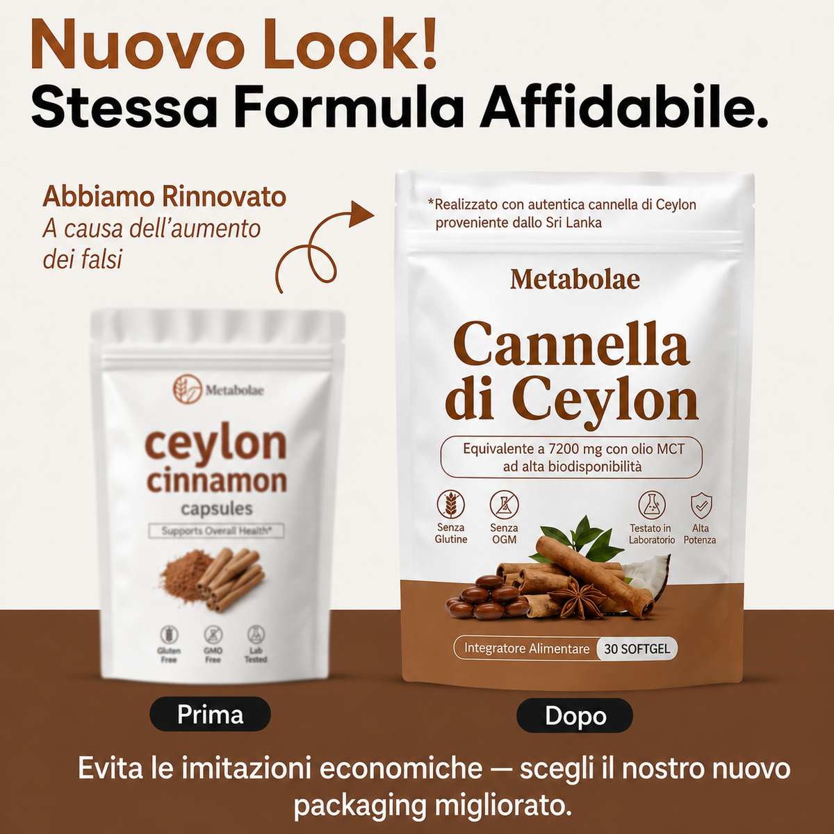Cannella di Ceylon (equivalente a 7200 mg) con olio MCT