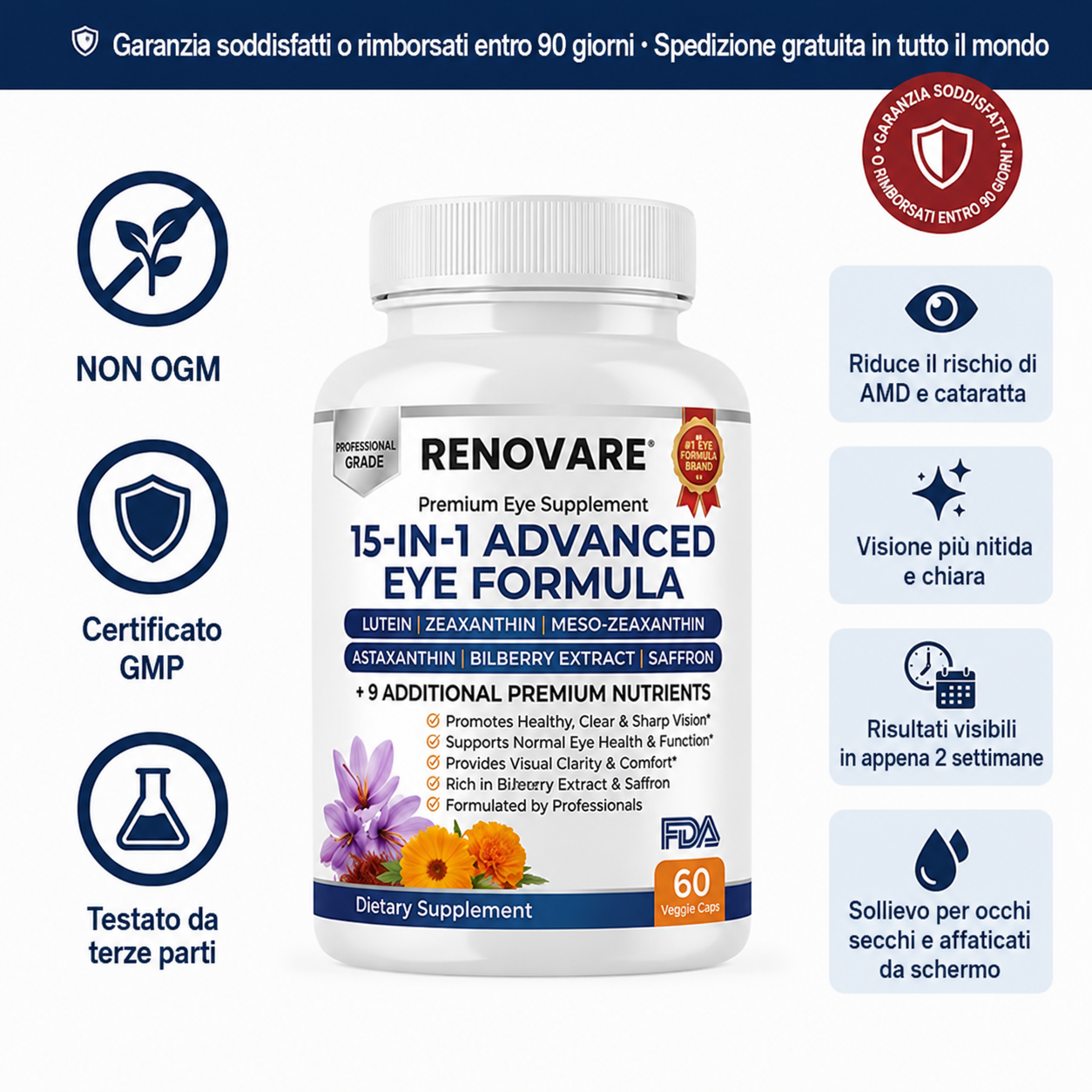 Renovare Formula Avanzata per la Salute degli Occhi 15-in-1