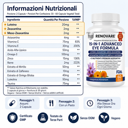 Renovare Formula Avanzata per la Salute degli Occhi 15-in-1