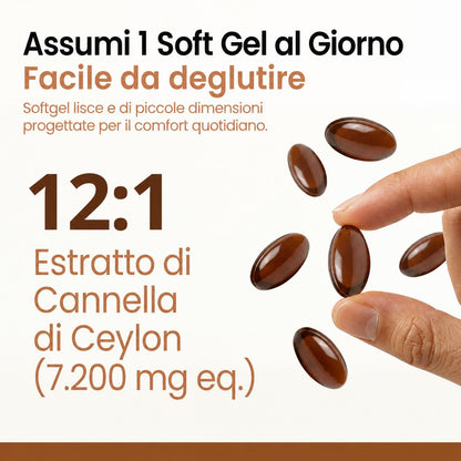 Cannella di Ceylon (equivalente a 7200 mg) con olio MCT