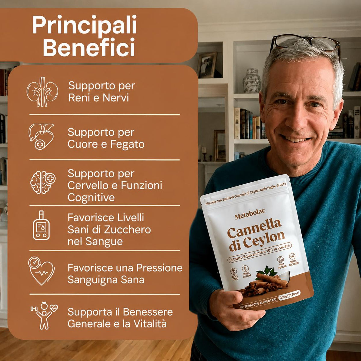 Cannella di Ceylon (equivalente a 7200 mg) con olio MCT