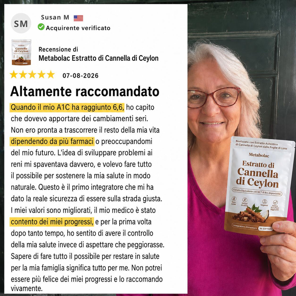 Cannella di Ceylon (equivalente a 7200 mg) con olio MCT