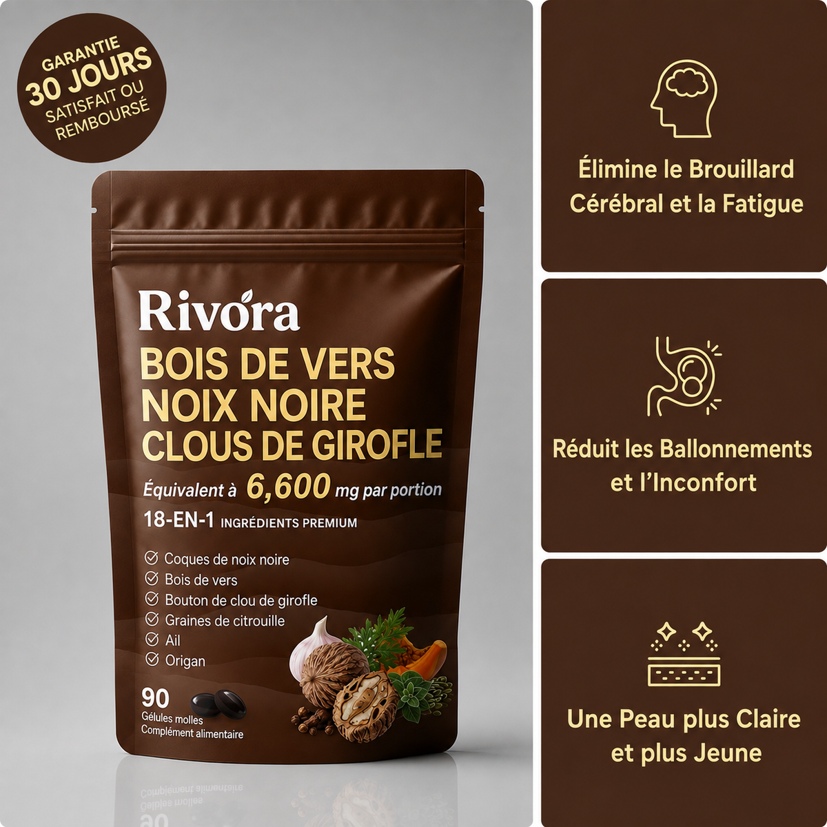 Gélules d’armoise, de noix noire, de graines de courge et de clou de girofle
