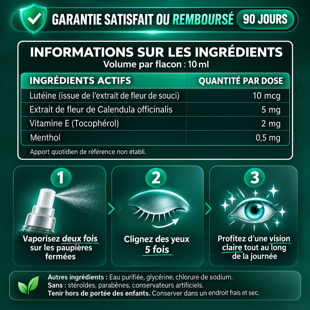 Spray oculaire VisionPure à la lutéine